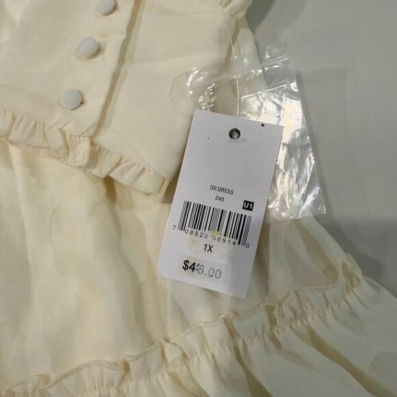 Ophelia Roe NWT Romantic Tiered Ruffle Long Sleeve Dress Women's Size 1X Cream - Picture 6 of 10
